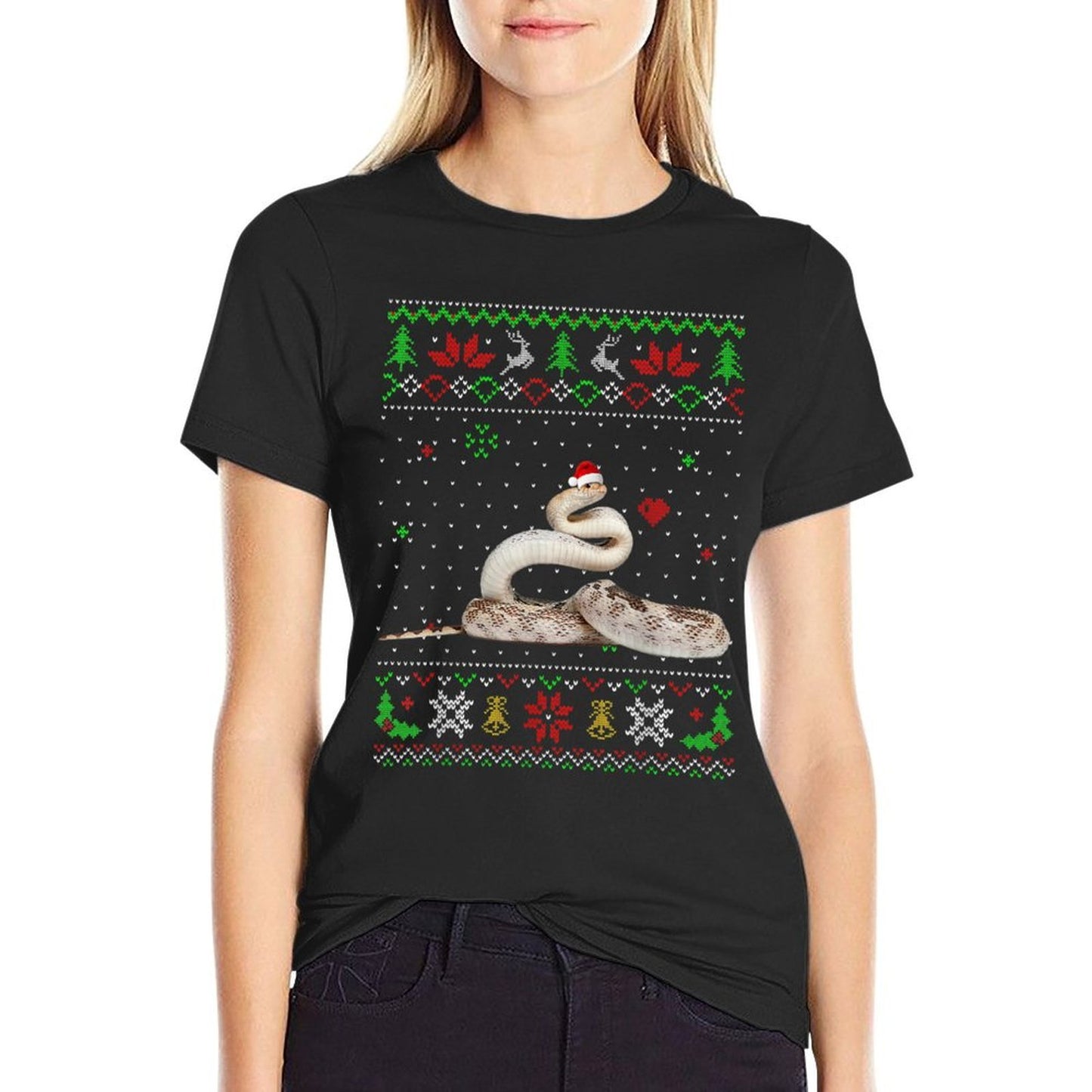 Ugly Christmas Pajama Sweater Snake Animals Lover  Summer-ready Fabric T-Shirt