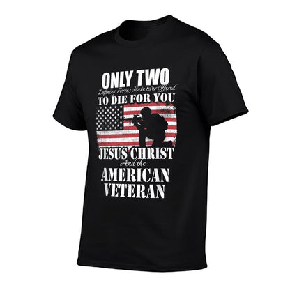 Two Died for You Jesus And American Veteran Memorial Gift  Tagless Design T-Shirt