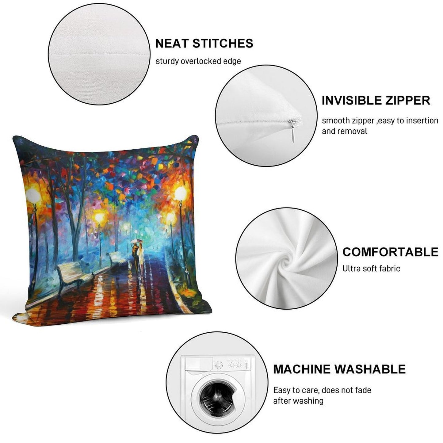 MISTY MOOD - Leonid Afremov Soft Luxury Feel Throw Pillow