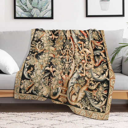 Antique French Gobelins Aubusson Tapestry Print Anti-pilling Throw Blanket