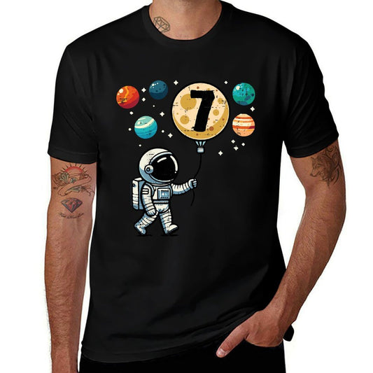 Kids 7th Birthday Astronaut Planets 7 Year Old Bday Boys Kids  Eco-friendly Material T-Shirt