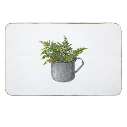 Mug with Fern Leaves  Dirt-Trapping Bath Mat