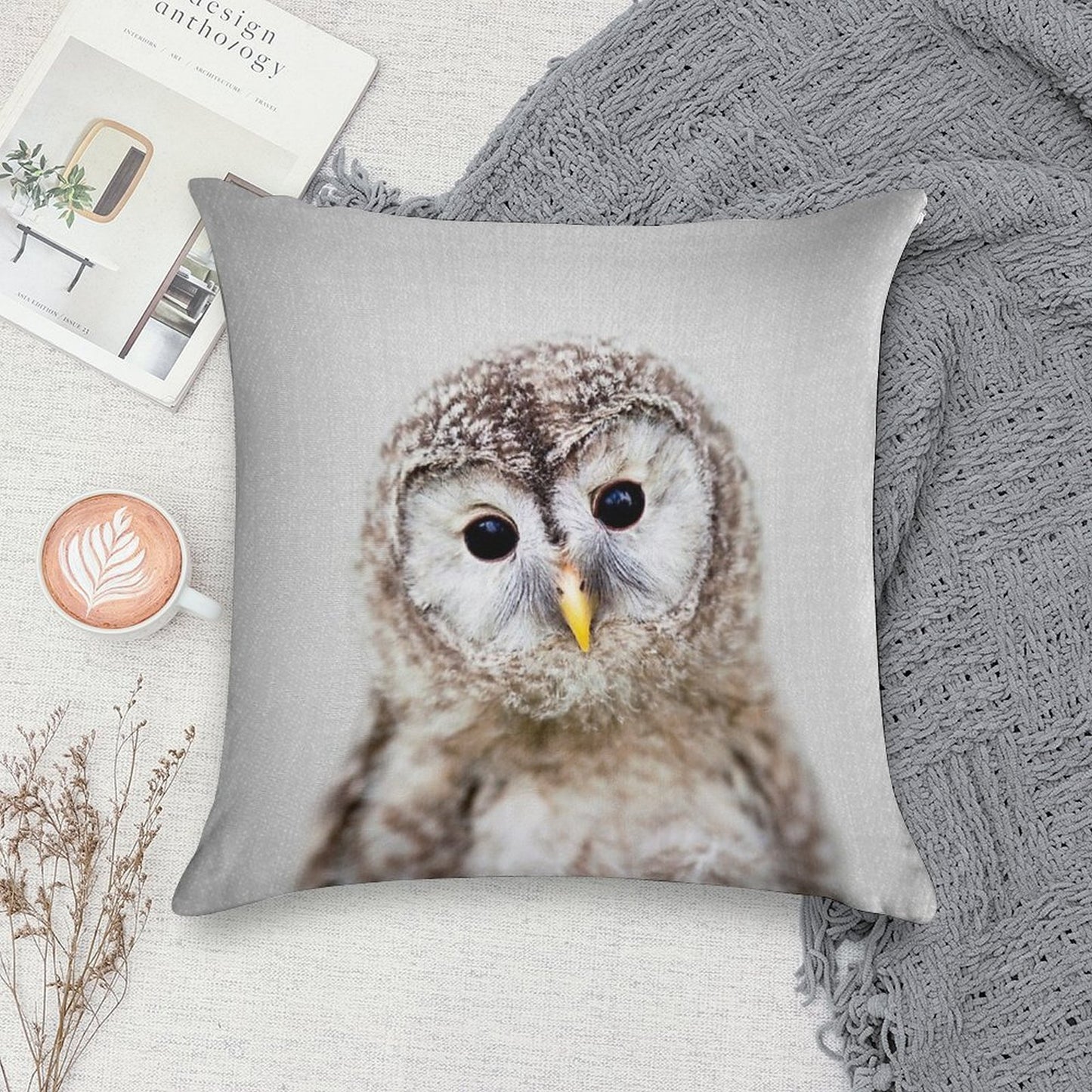 Baby Owl - Colorful Soft Ultra-Soft Texture Throw Pillow