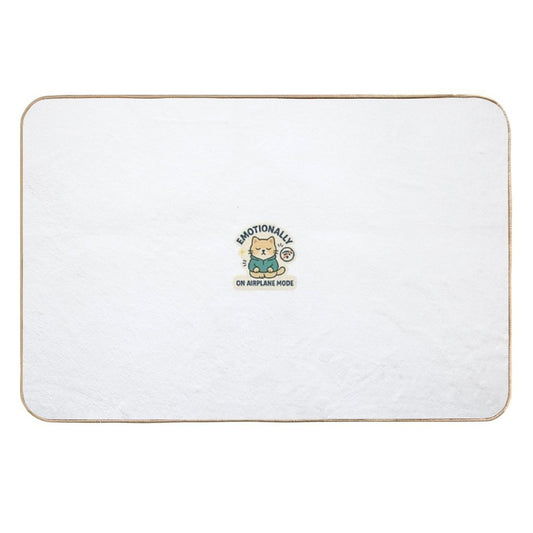 Emotionally on Airplane Mode – Meditative Cat Sticker  Multi-Purpose Bath Mat