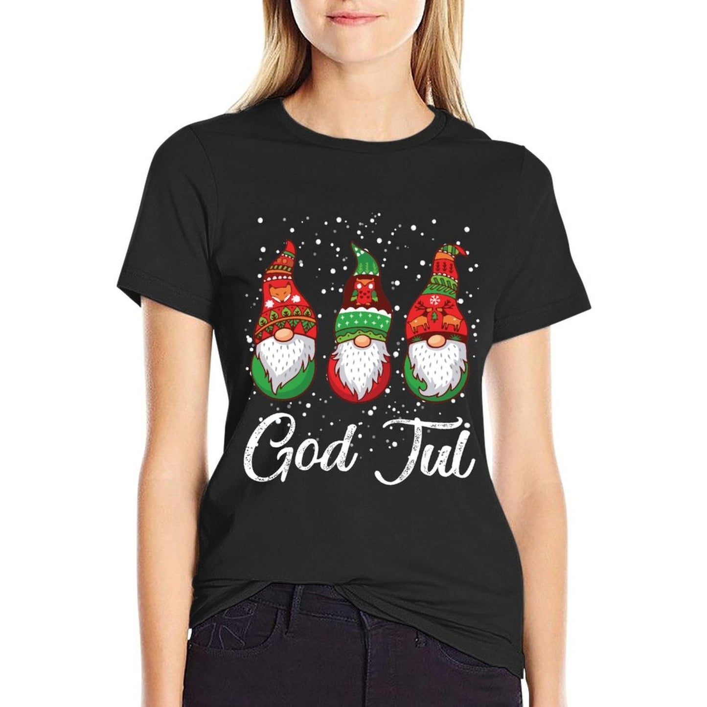 Ki God Jul Swedish Merry Christmas Sweden Gnome Gift  Easy-care T-Shirt