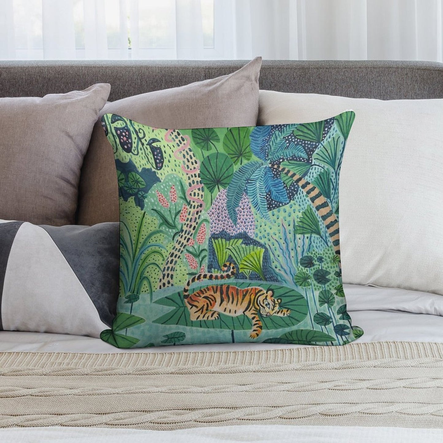 Jungle Tiger Soft High-Density Material Throw Pillow