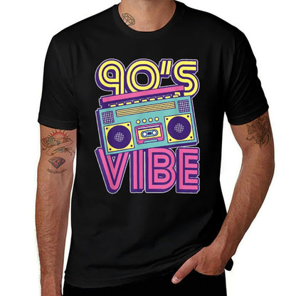 90s Vibe 1990s Music Lover Nineties Costume Party Retro 90s  Fade-proof Color T-Shirt