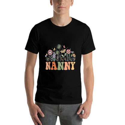 Nanny Wildflower Floral Birthday Baby Shower New Nanny  Fade-proof Color T-Shirt