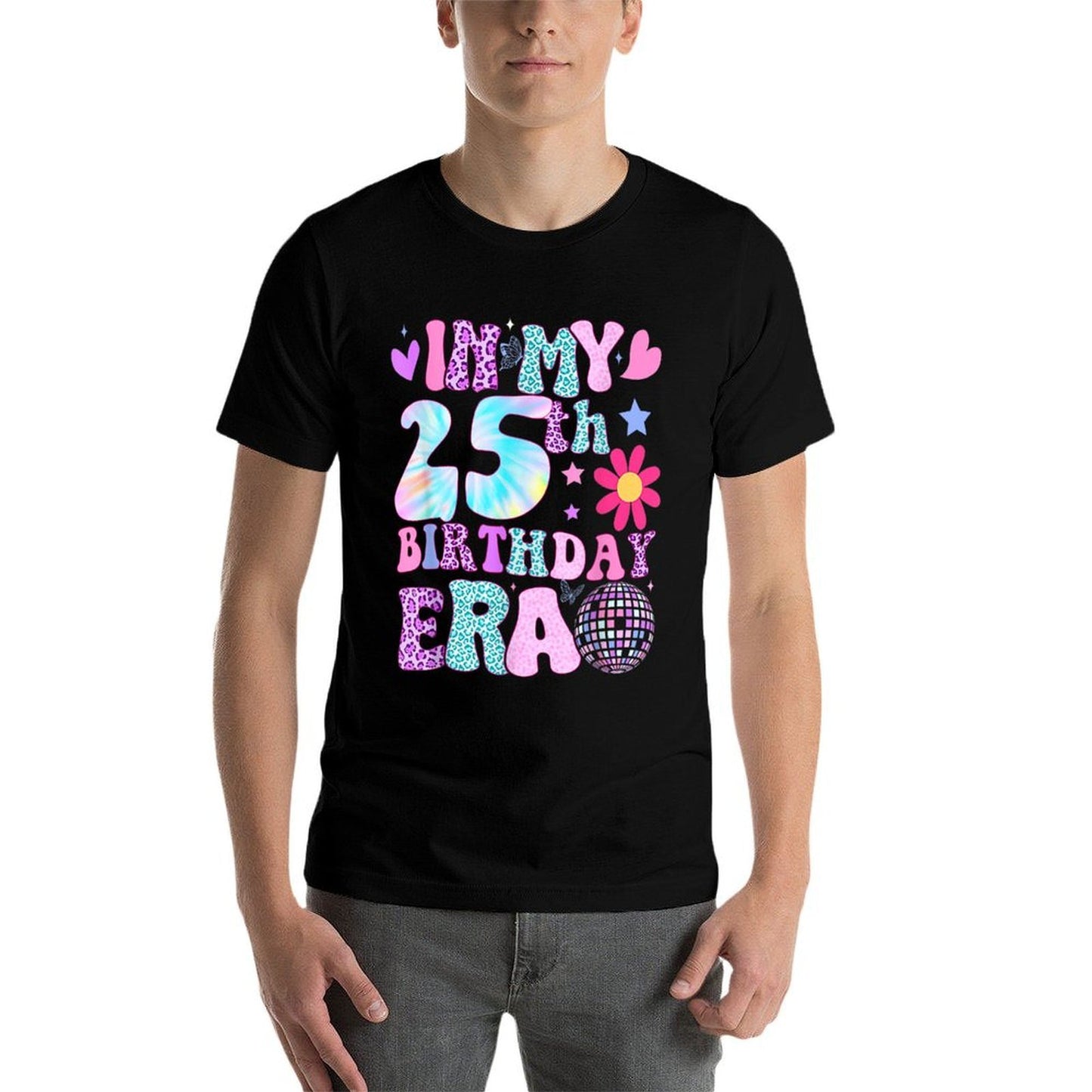 Groovy In My 25th Birthday Era Gifts Funny 25 Years Old  Cotton T-Shirt
