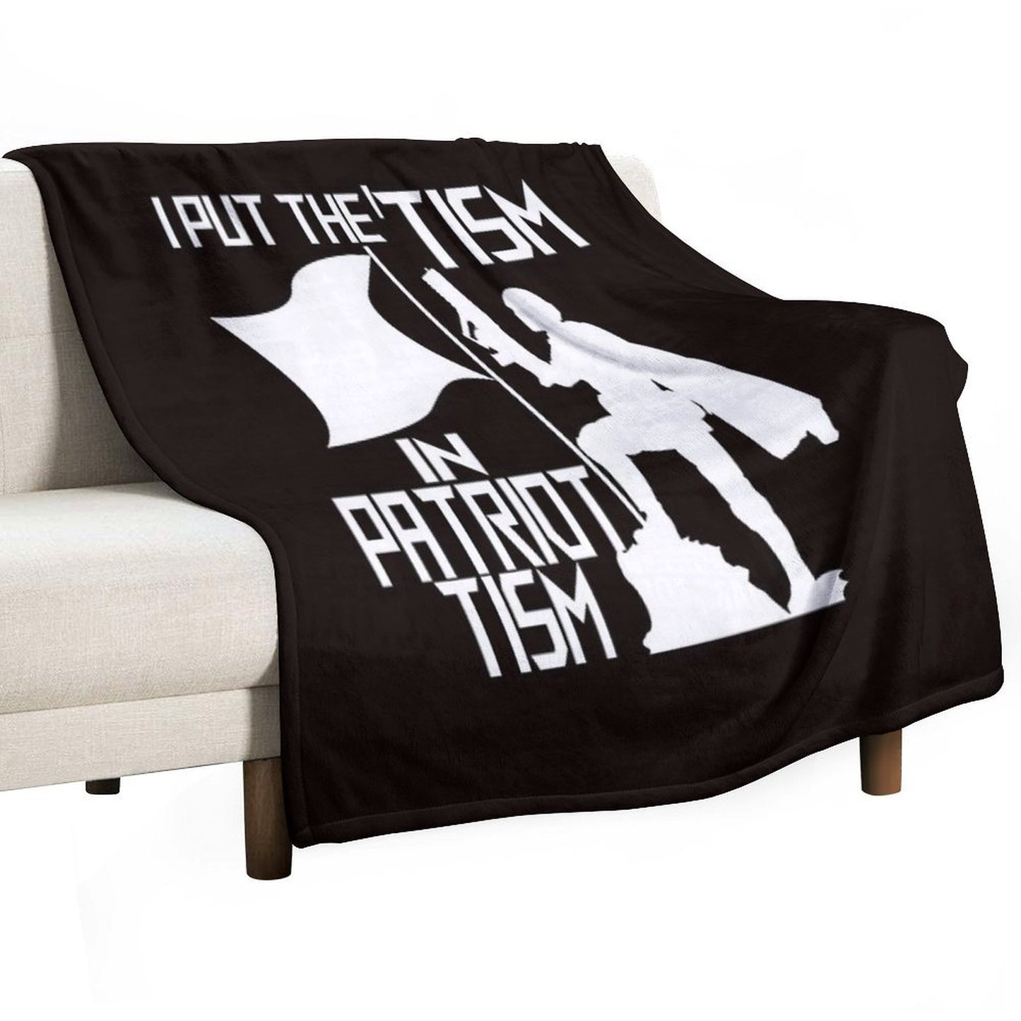 I Put The Tism In Patriotism White Shrink-resistant Throw Blanket