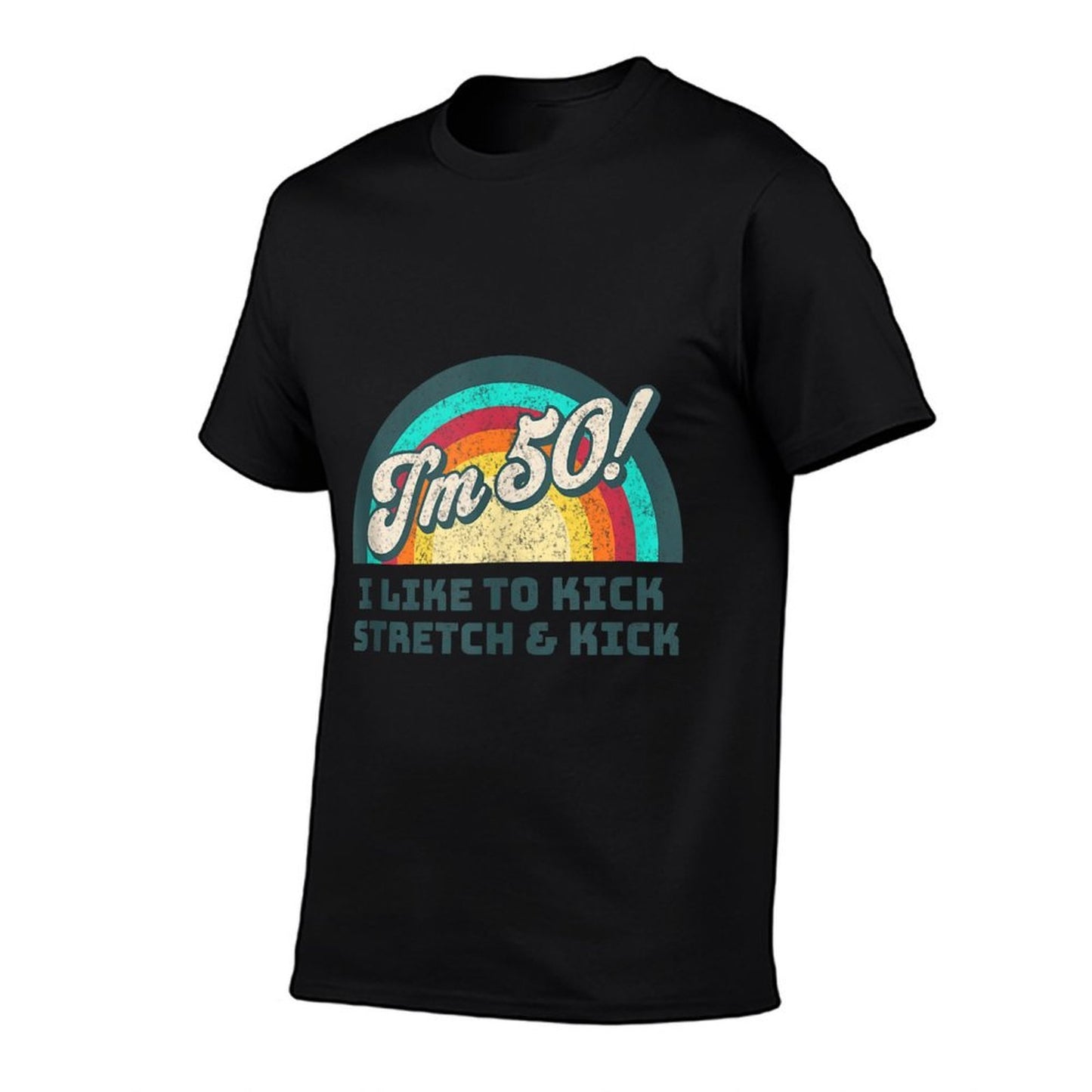 I Like to Kick Stretch And Kick, I'm 50, Retro 50th Birthday  Polyester Blend T-Shirt