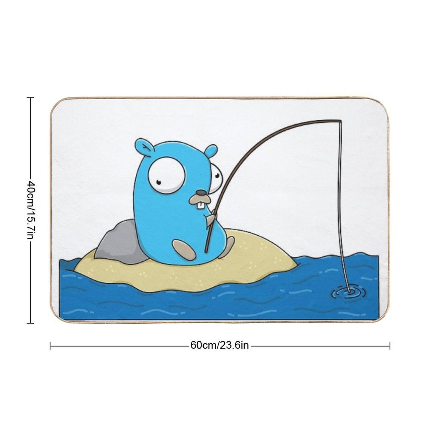 Fishing Gopher  Fade-Resistant Bath Mat