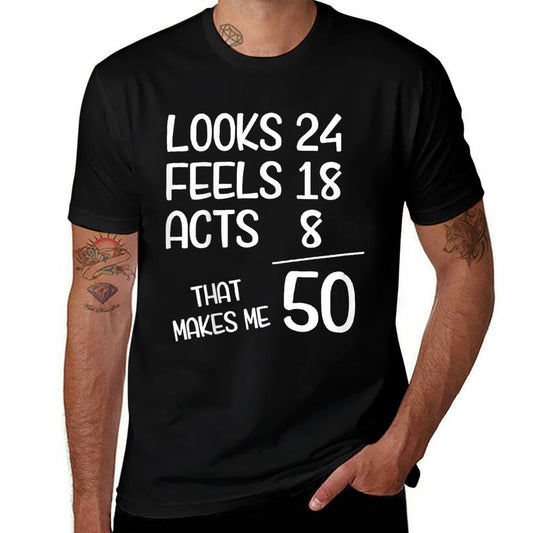 Funny 50 Year Old 50th Birthday Born In 1975  Fade-proof Color T-Shirt