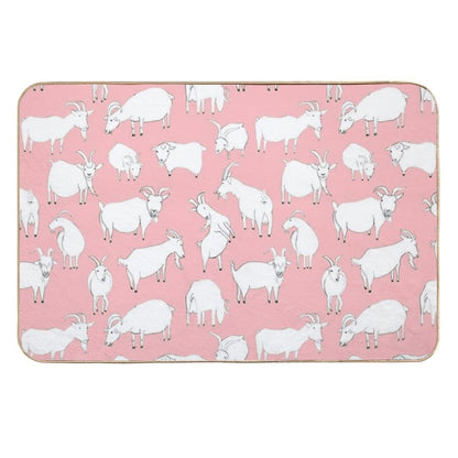 Goats Playing – Pink  Toxin-Free Bath Mat