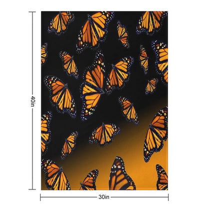 Orange Monarch Butterflys Wrinkle-free Throw Blanket