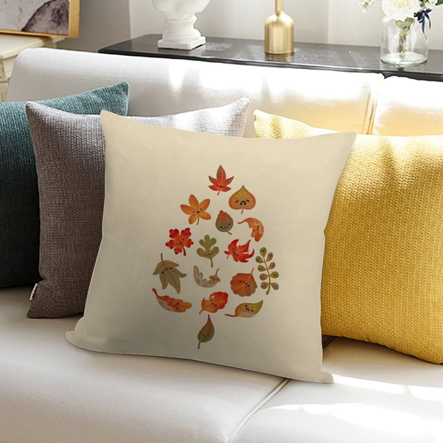 Sad Fallen Leaves Soft Fade-Resistant Throw Pillow
