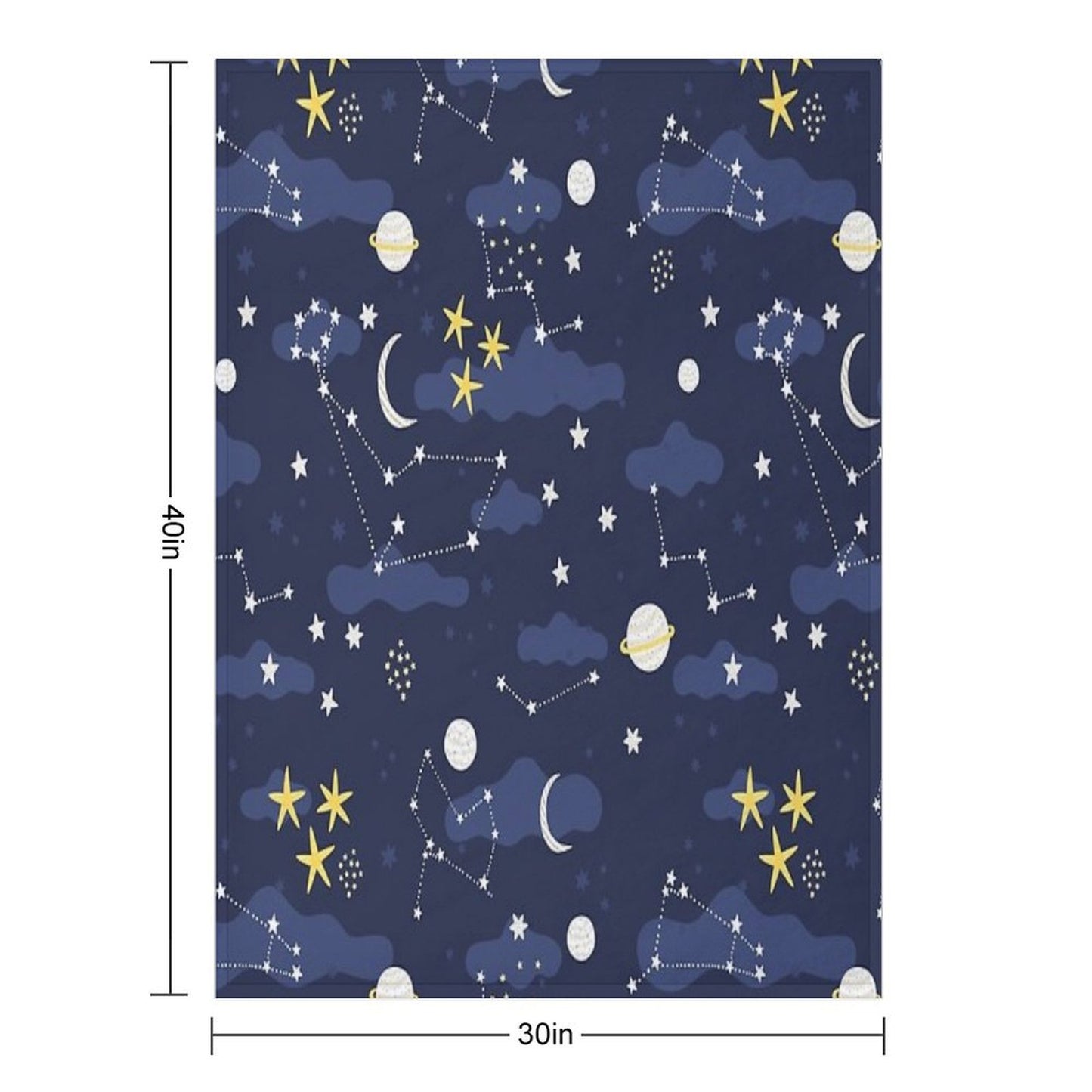Galaxy - Cosmos, Moon And Stars. Astronomy Pattern. Cute Cartoon Universe Design. Anti-pilling Throw Blanket