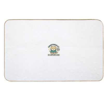 Emotionally on Airplane Mode – Meditative Cat Sticker  Multi-Purpose Bath Mat