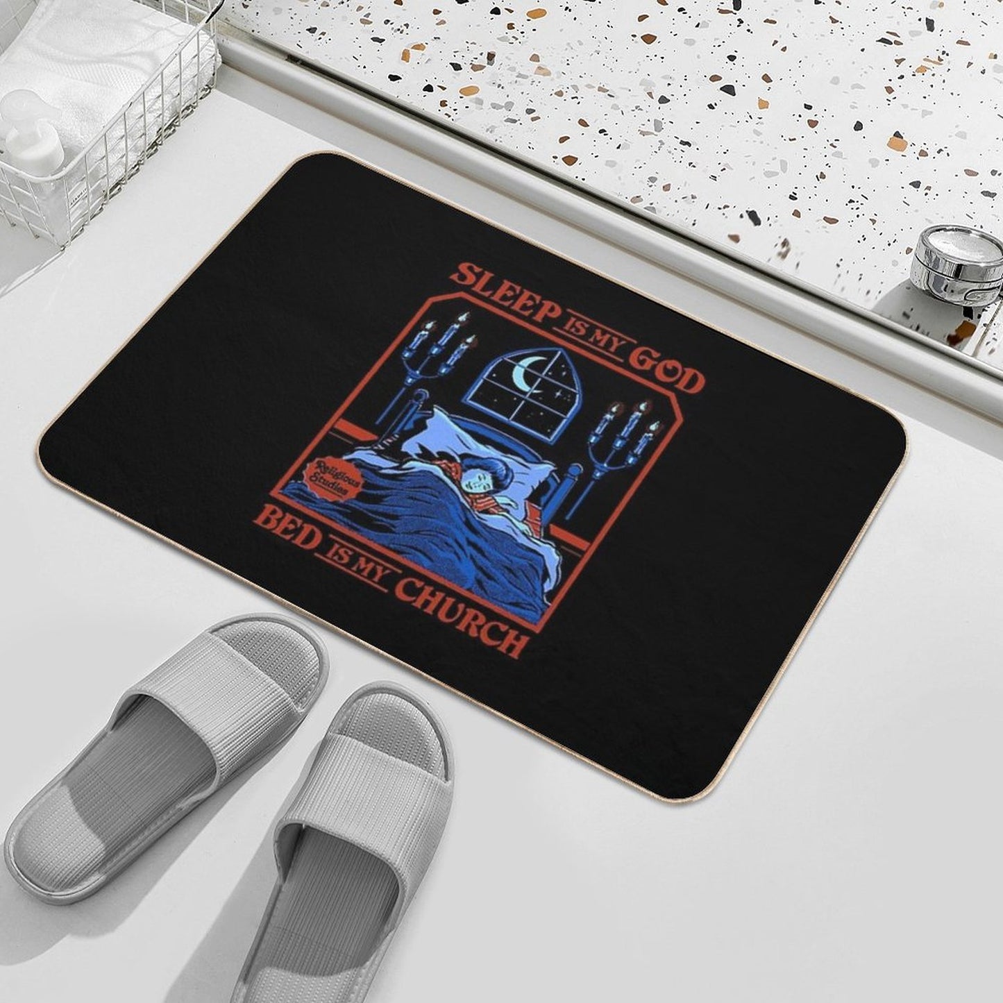 Sleep Is My God  Pet-Safe Bath Mat