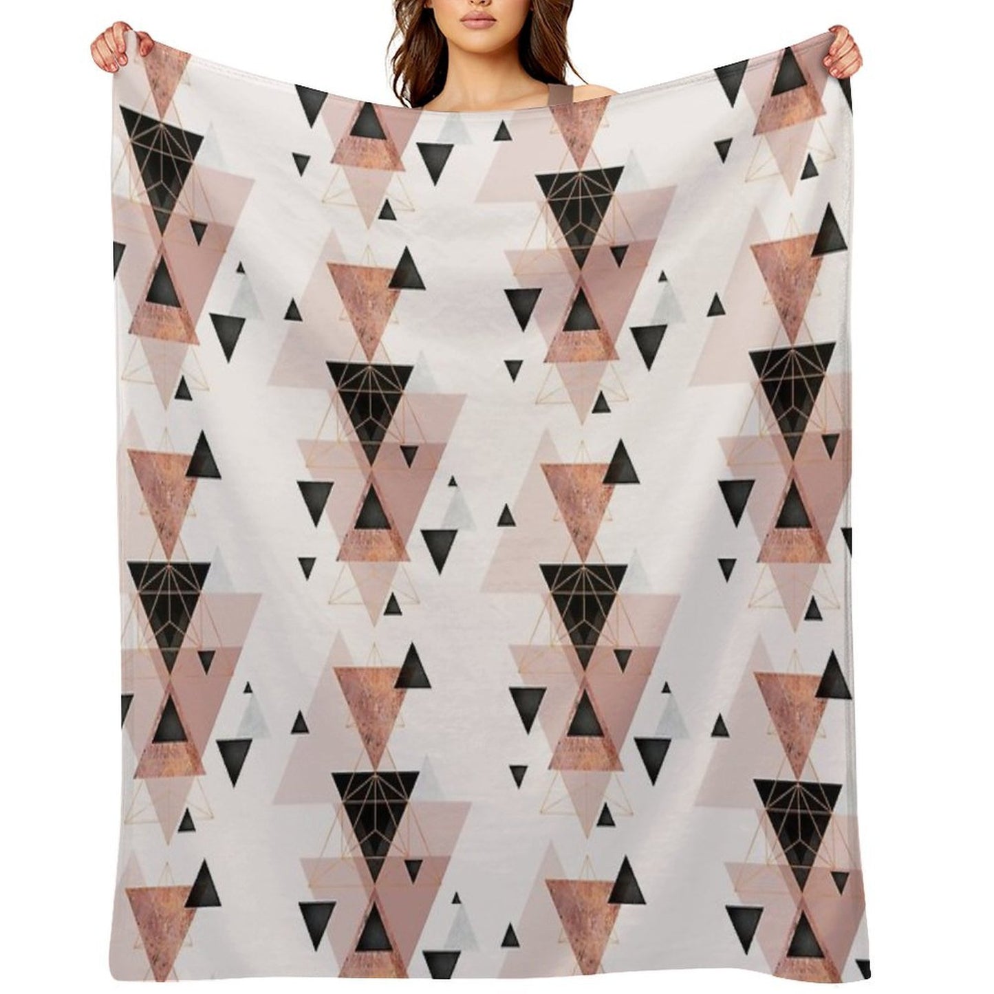 Geometric in Blush And Rose Gold Premium Throw Blanket