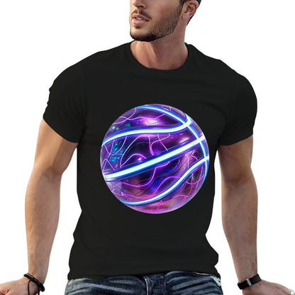 Basketball Ball Sports Purple Blue  Summer-ready Fabric T-Shirt