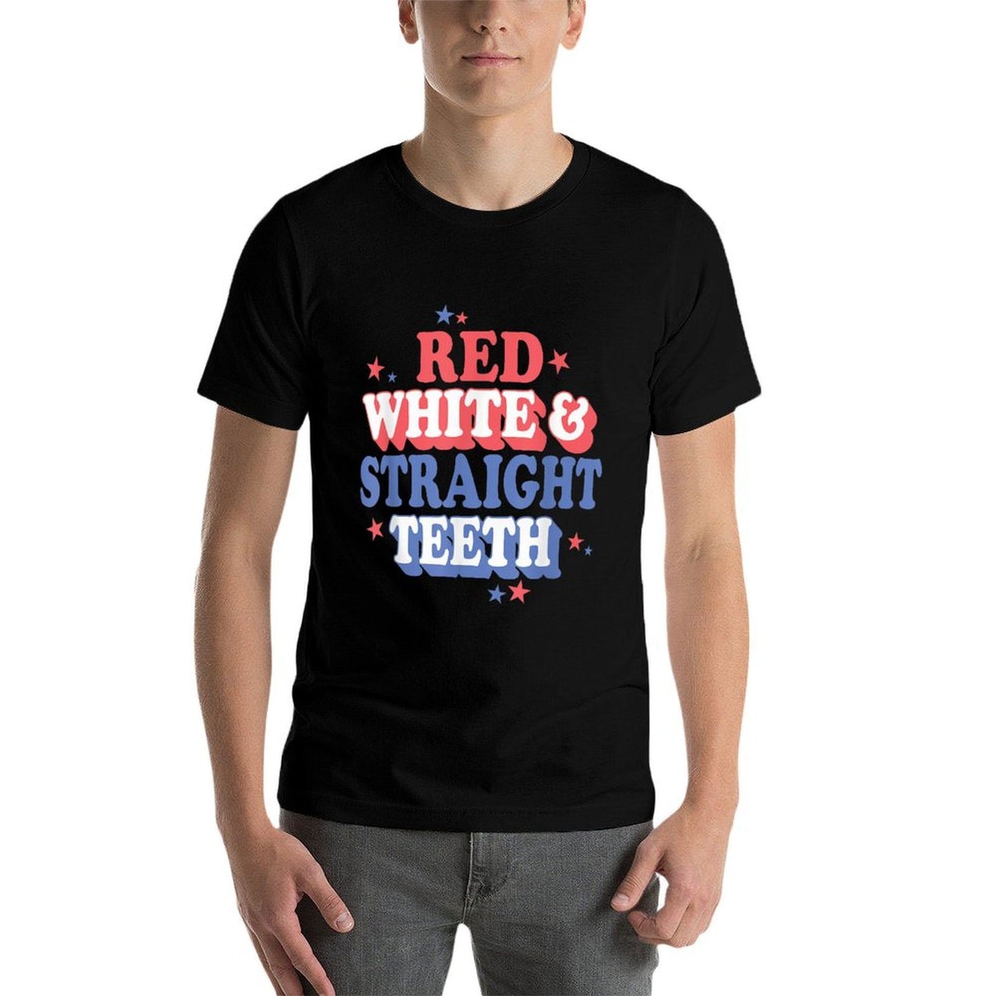 Red White Straightth 4th of July Orthodontic Squad  Breathable T-Shirt