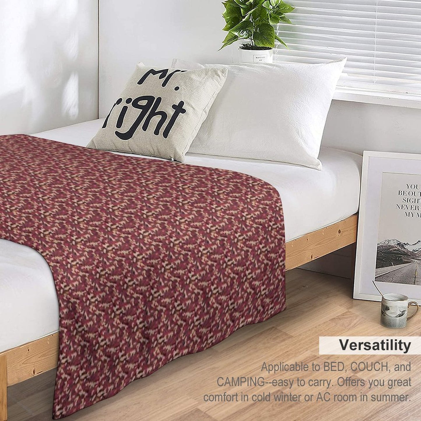 Burgundy Tan Black And Grey Camo Tacticool Pattern Machine-washable Throw Blanket