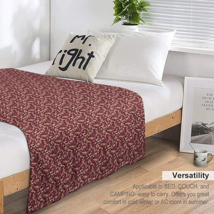 Burgundy Tan Black And Grey Camo Tacticool Pattern Machine-washable Throw Blanket