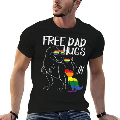 Free Dad Hugs LGBT Pride Dad Dinosaur Rex Gift  Breathable T-Shirt