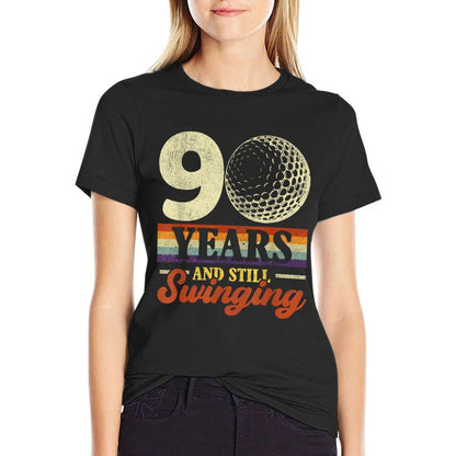 Funny 90 Years And Still Swinging Golf 90th Birthday  Graphic-printed T-Shirt
