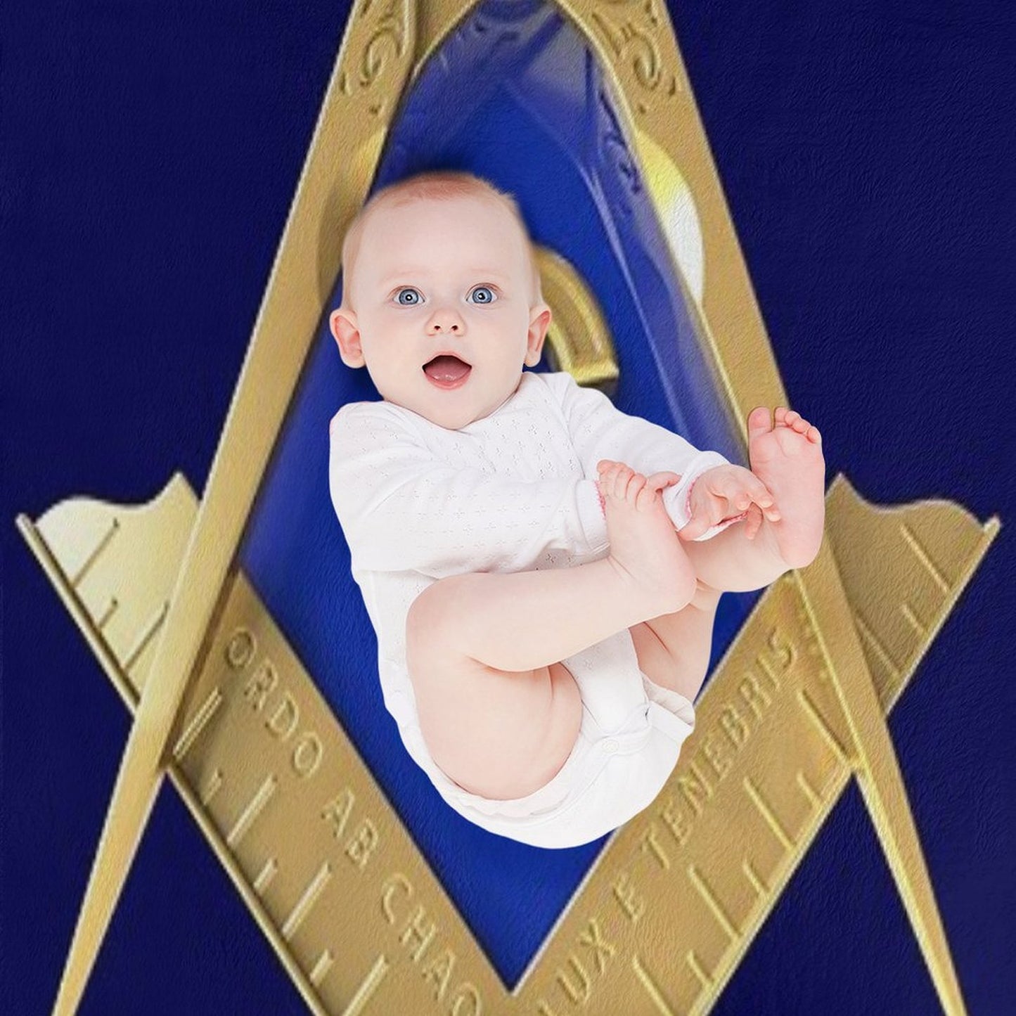 Freemason Gold Square & Compass Blue Background Masonic Durable Throw Blanket