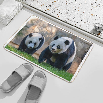 Giant Pandas Xiao Qi Ji And Mei Xiang at The Smithsonian's National Zoo  Anti-Trip Bath Mat