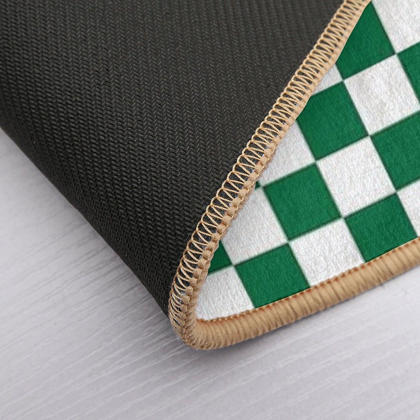 White And Cadmium Green Checkerboard  Repositionable Bath Mat