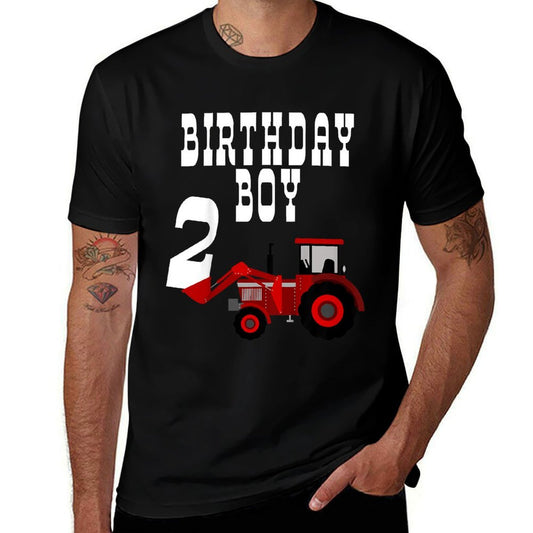 Kids Red Farm Tractor Birthday Boy 2 Year Old Party Two  Versatile T-Shirt
