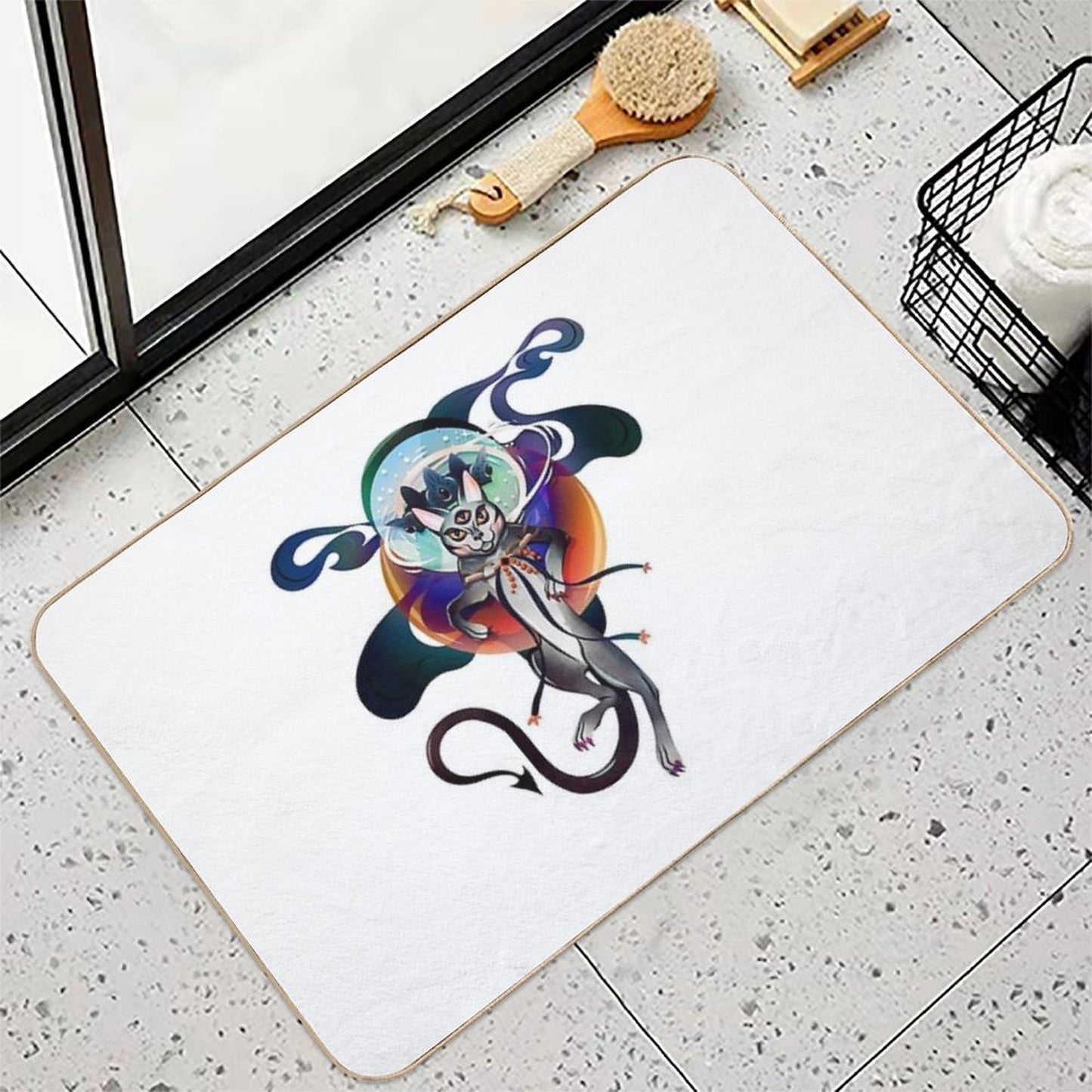 Ray, The King of Cats. Warlock by Day, Regal Magic Feline Cat by Night.  Absorbent Bath Mat