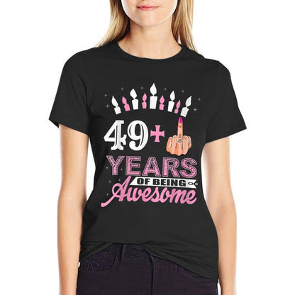 Womens 50Th I Am 49 Plus Middle Finger Christmas  Trendy Pattern T-Shirt