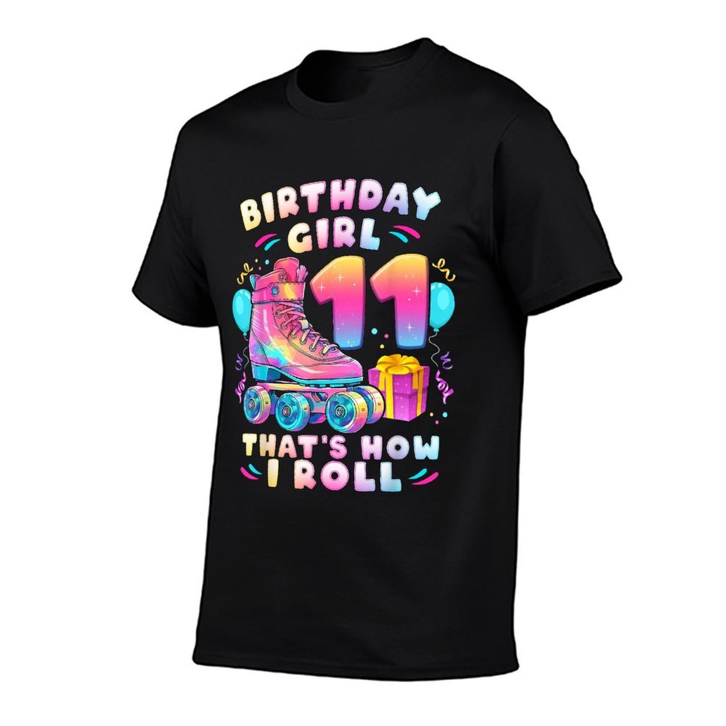 11th Birthday Girl 11 Years, Roller Skates, Number 11  Relaxed-fit T-Shirt