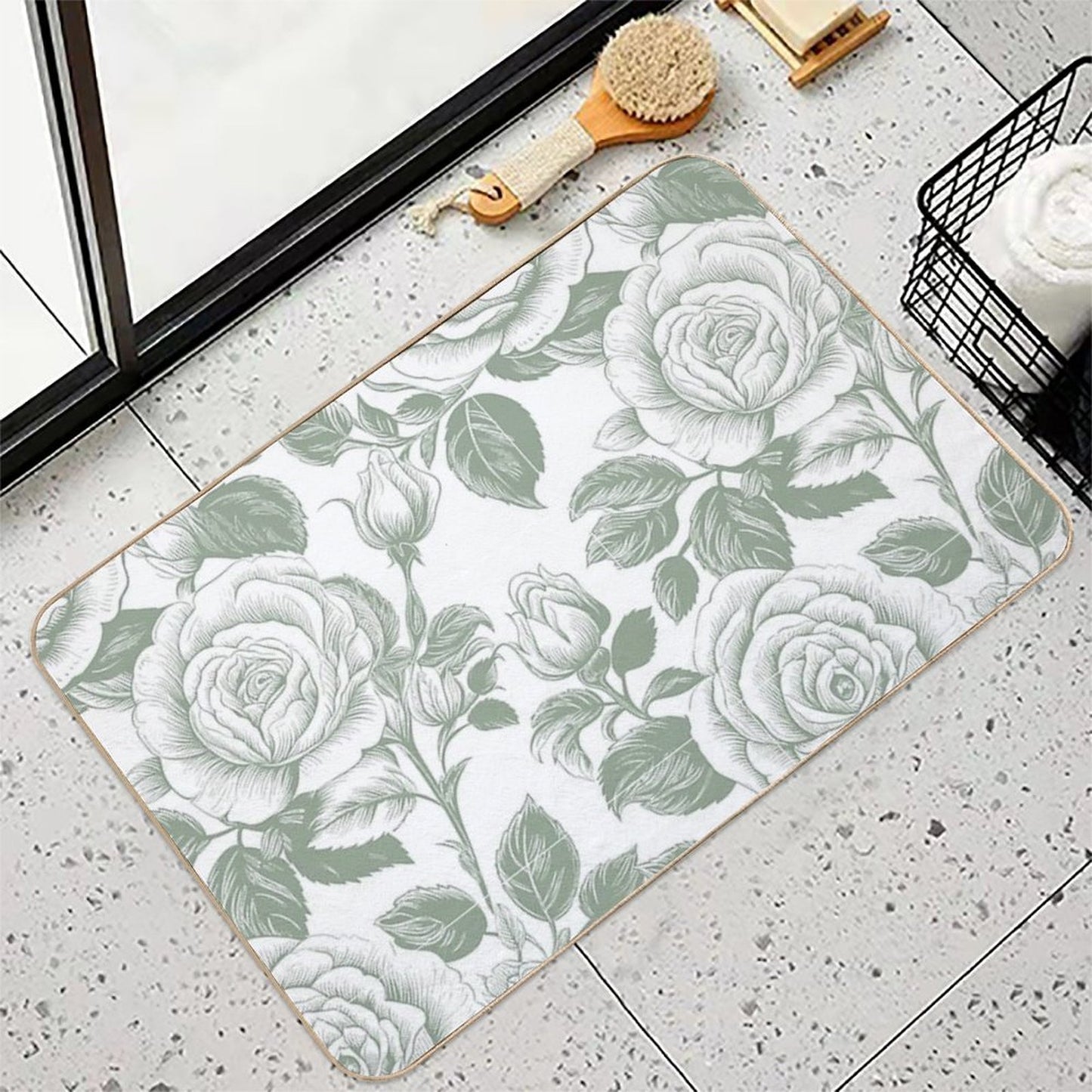 Floral Seamless Pattern Flowers  Rapid-Drying Bath Mat