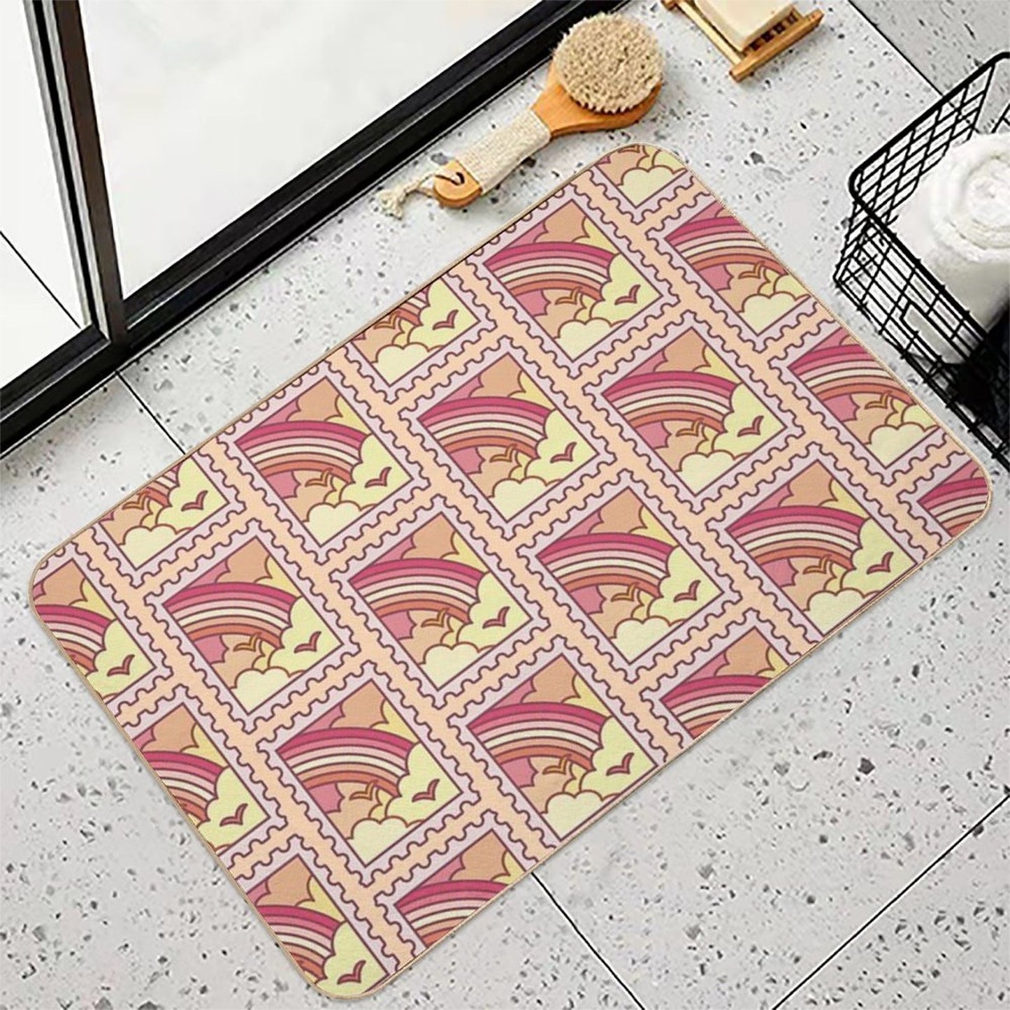 Lesbian Pride Stamp  Repositionable Bath Mat
