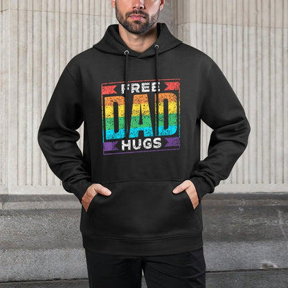 Free Dad Hugs Gay Rainbow Pride Lgbtq Proud Father Daddy Colorfast Hoodie