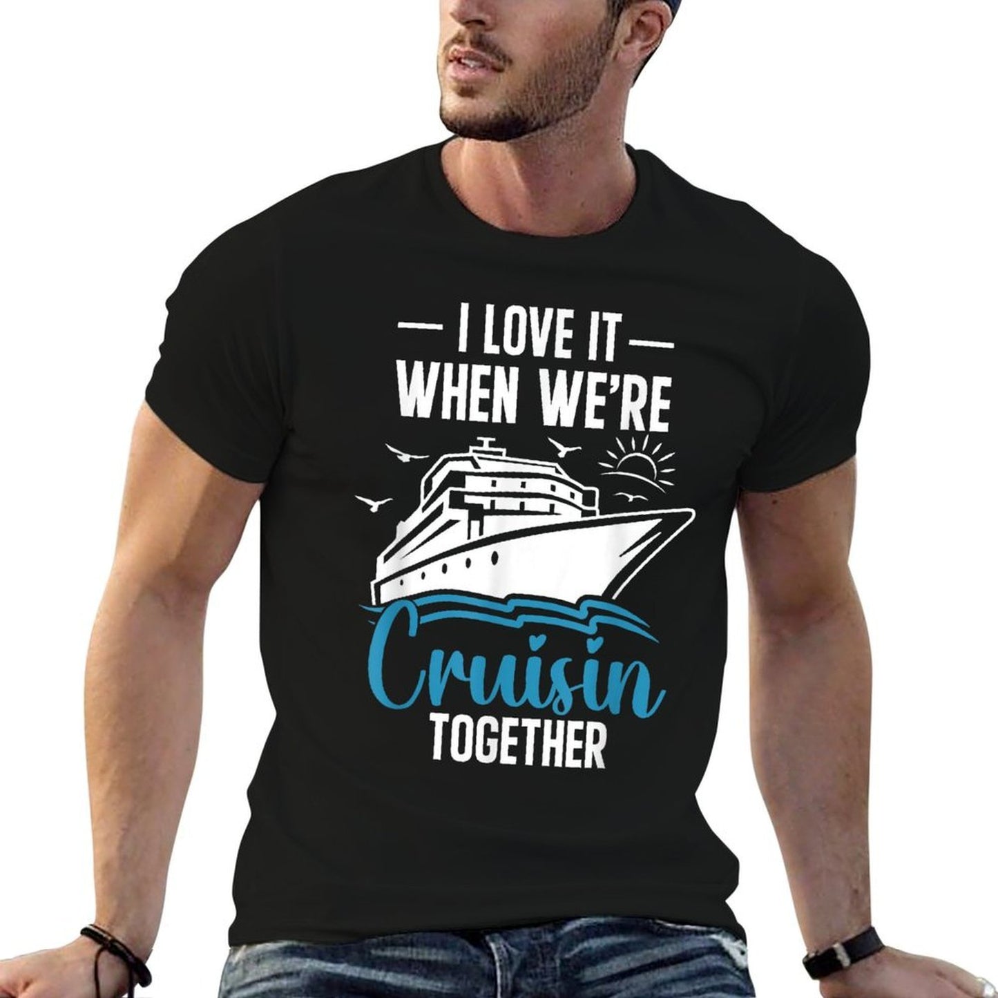 I Love It When Were Cruising Together Family Trip Cruise  Ribbed Collar T-Shirt