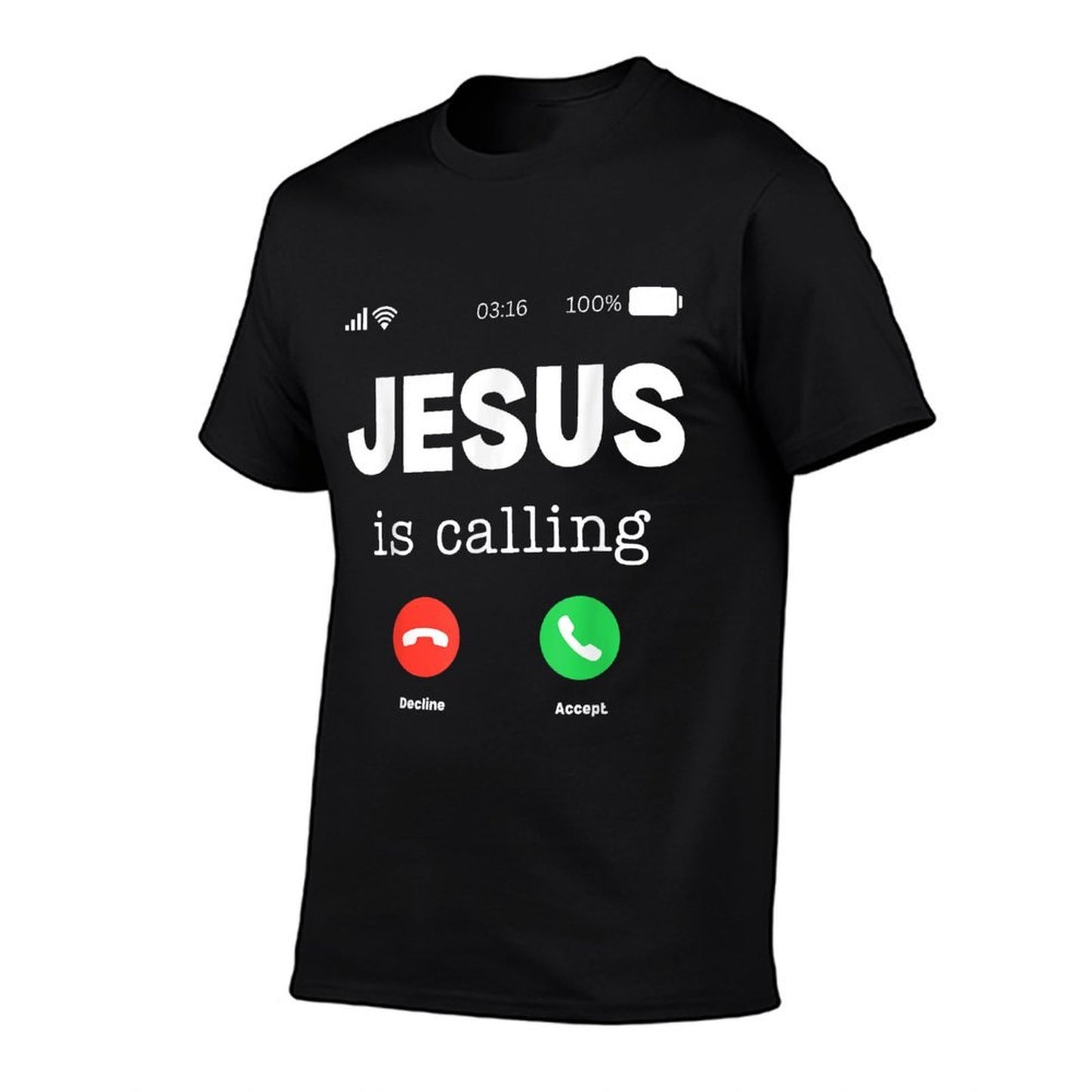 Classic Jesus Is Calling  Ribbed Collar T-Shirt