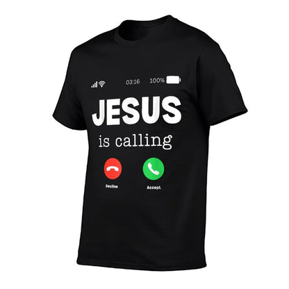 Classic Jesus Is Calling  Ribbed Collar T-Shirt