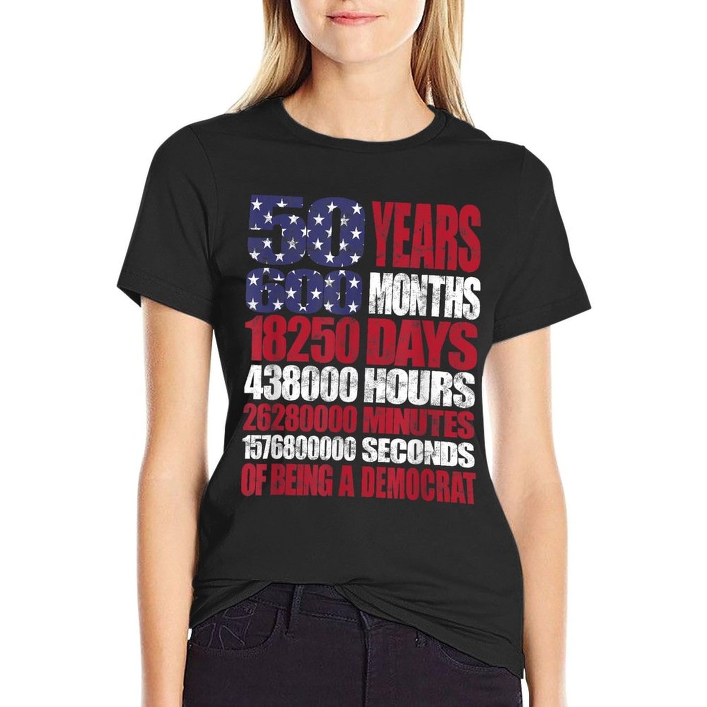 50 Years of Being A Democrat US Patriotic 50th Birthday Gift  Tagless Design T-Shirt