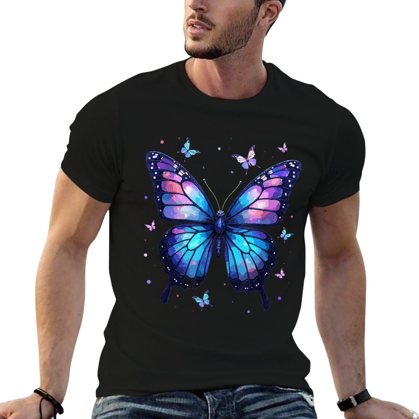Mystical Artistry Unisex-Child Butterfly Abstract Modern Black, Small, Comfortable T-Shirt