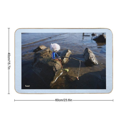 Fishing Fubby on A Rock.  Anti-Trip Bath Mat