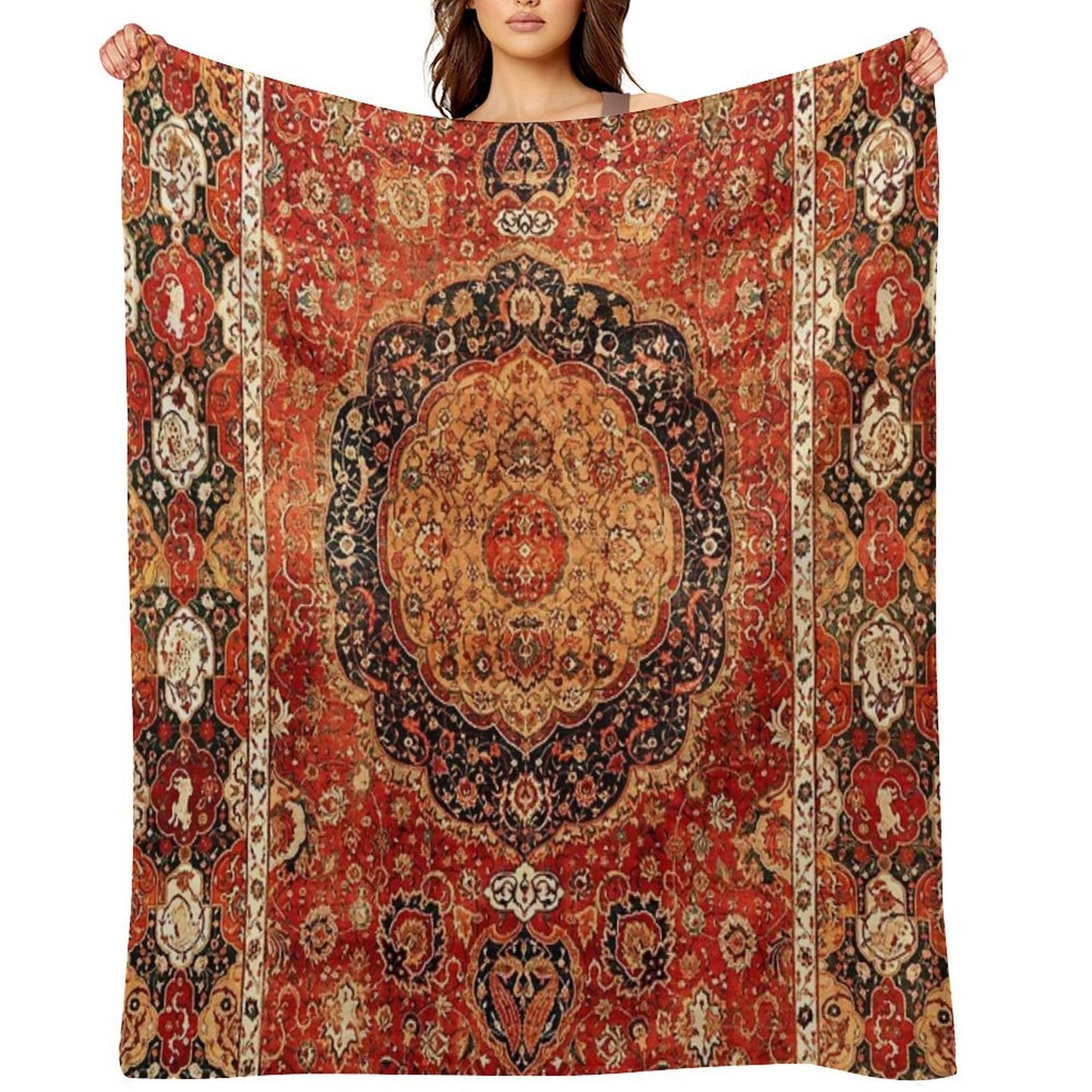 Seley Antique Persian Rug Print Compact Throw Blanket
