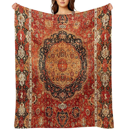 Seley Antique Persian Rug Print Compact Throw Blanket