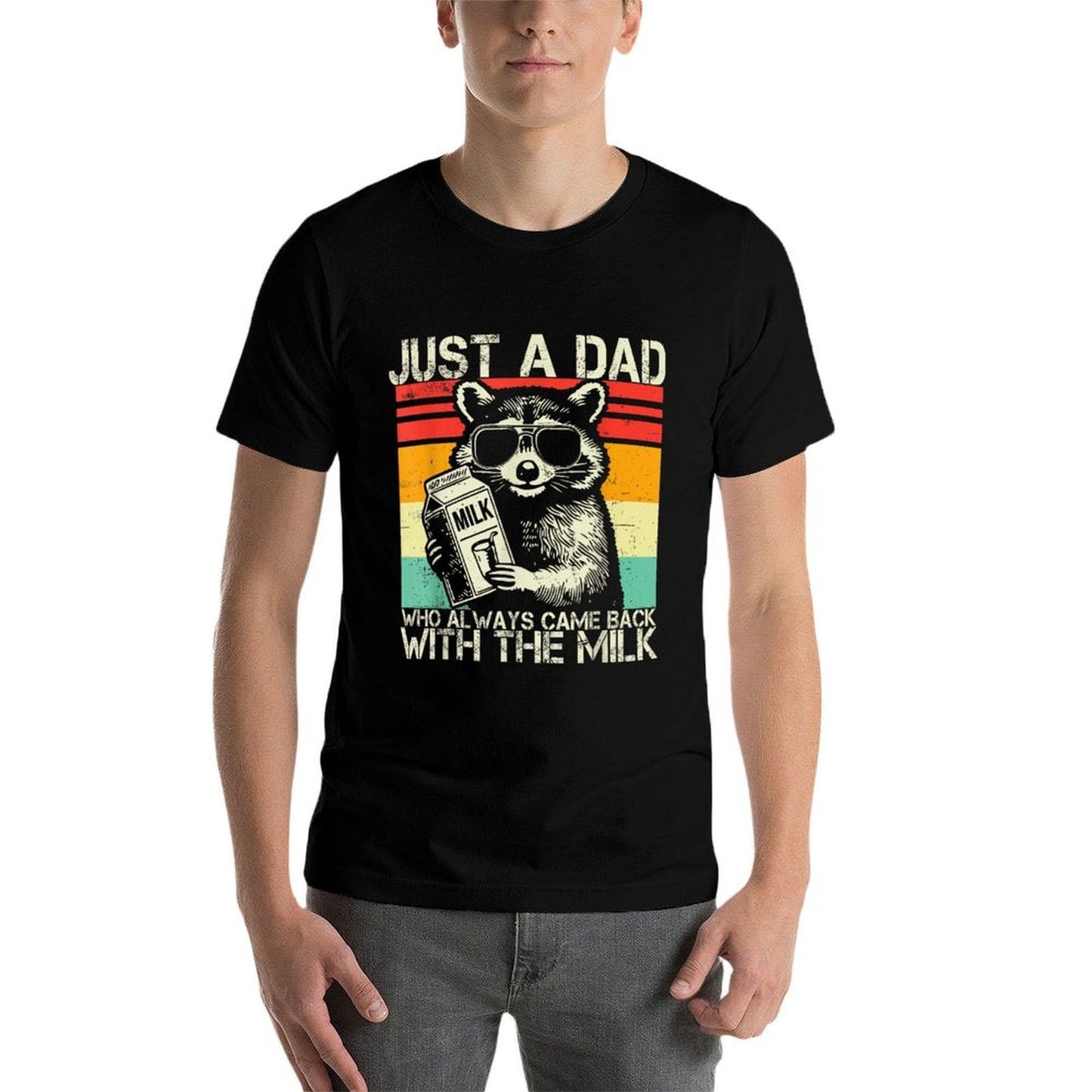 Just A Dad Who Always Came Back With The Milk Fathers Day  Oversized Silhouette T-Shirt