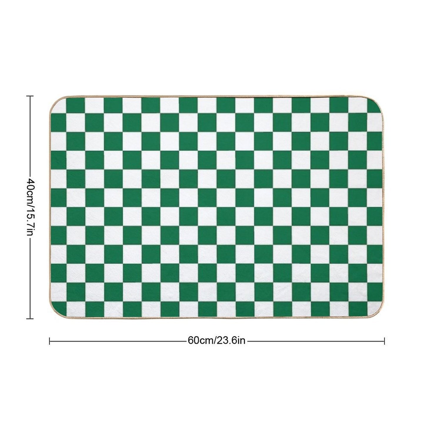 White And Cadmium Green Checkerboard  Repositionable Bath Mat